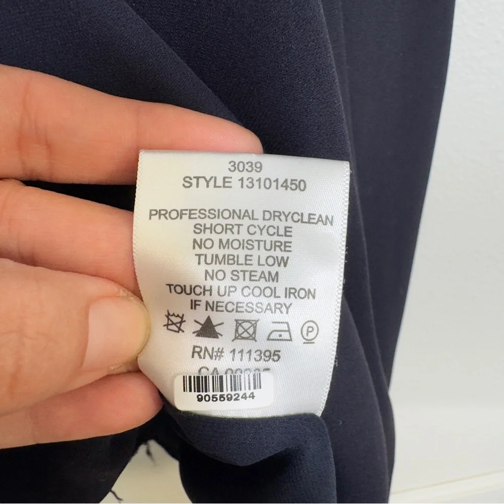 Tory Burch 100%‎ Silk Maxi Dress Navy Size 6 3/4 Length Sleeve